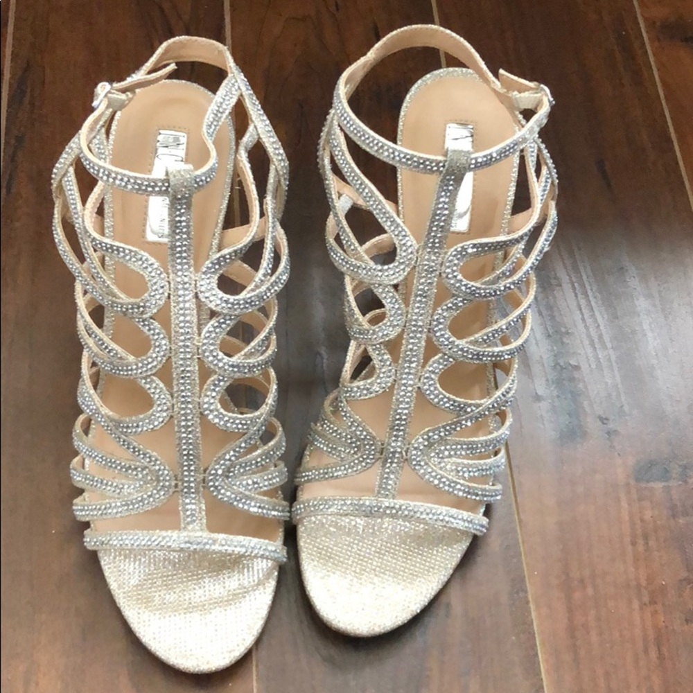 INC Formal Silver Sparkle/Glitz Heels Size 11